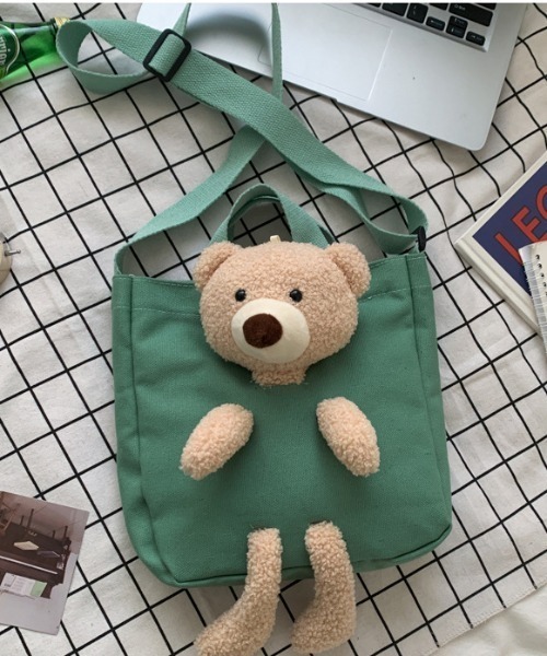 トートバッグ くまさんぬいぐるみ付き2WAYショルダーミニトートバッグ