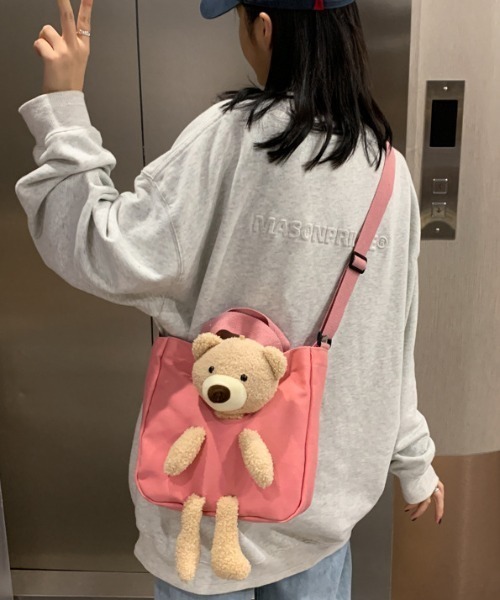 トートバッグ くまさんぬいぐるみ付き2WAYショルダーミニトートバッグ