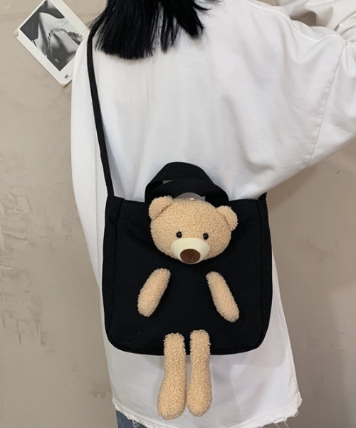 トートバッグ くまさんぬいぐるみ付き2WAYショルダーミニトートバッグ