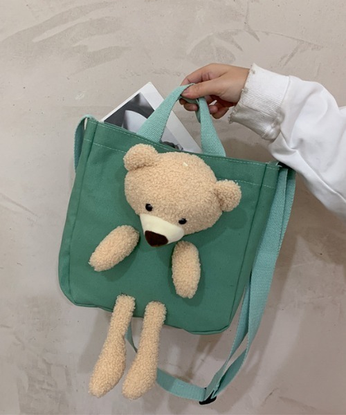 トートバッグ くまさんぬいぐるみ付き2WAYショルダーミニトートバッグ