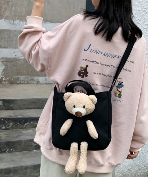 トートバッグ くまさんぬいぐるみ付き2WAYショルダーミニトートバッグ