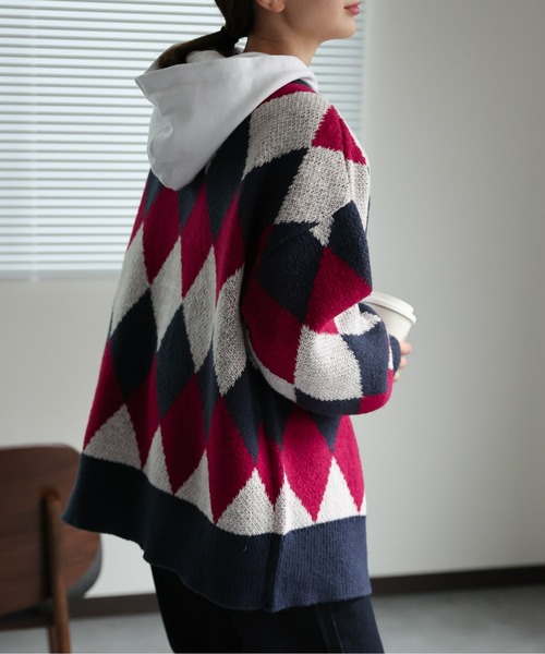 sakishimatokyo ニットカーディガン FREE レッド レディース