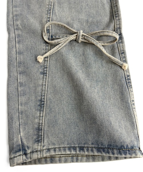 CANVAS+ ジーンズ デニム デニムパンツ 「CANVAS+」サイド3リボン
