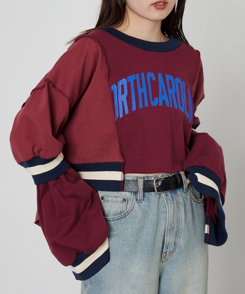 「etsinta」 長袖カットソー ONE SIZE ボルドー レディース