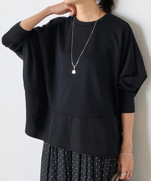 tシャツ ラウンドキリカエコンビプルオーバー レディース