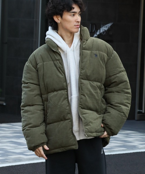 新品【U.S. POLO ASSN. 】ブルゾン　コーデュロイ ブラウン 短丈 U.S.POLO ASSN. ハイネックボリューム中綿スタンドネックブルゾン