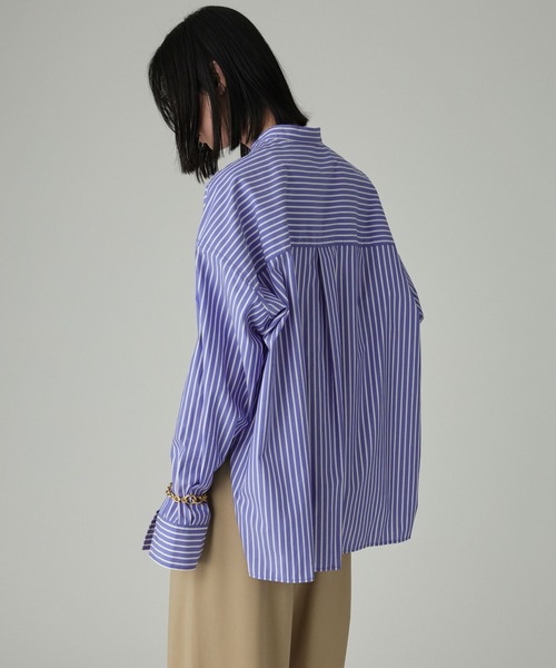 BABYLONE（バビロン） ブラウス シャツ バンドカラーデザインシャツ 
