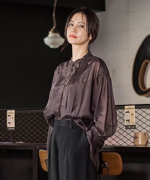 ロートレアモン チュール シアー 異素材トップス ブラウス チェック柄 半袖 オンワンズオン On One's Own チェックレース・シアーブラウス・半袖