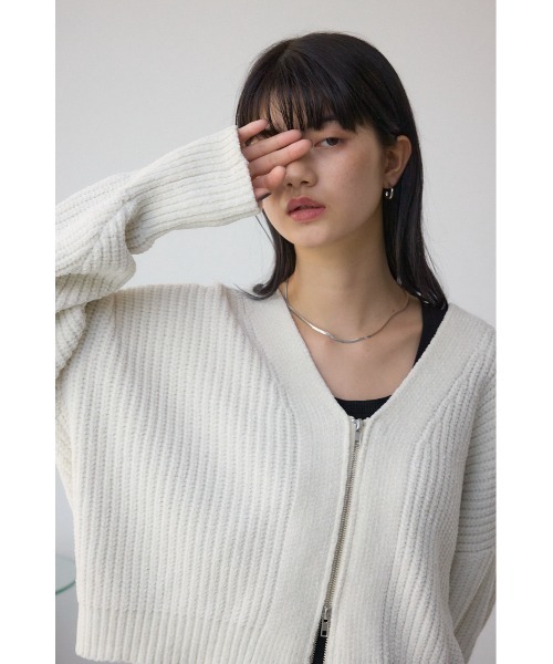 ベロアモールカーデ AZUL BY MOUSSY | WZIPベロアラメモールカーデ (カーディガン ) |SHEL