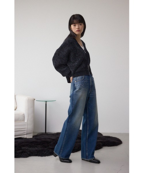AZUL BY MOUSSY（アズールバイマウジー） カーディガン WZIPベロアラメ