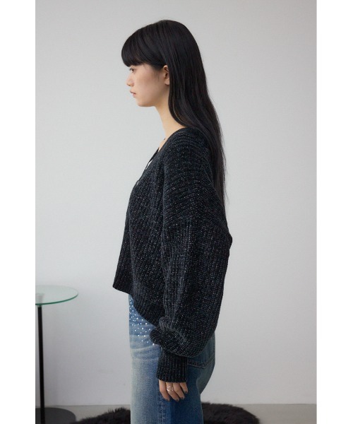 AZUL BY MOUSSY（アズールバイマウジー） カーディガン WZIPベロアラメ