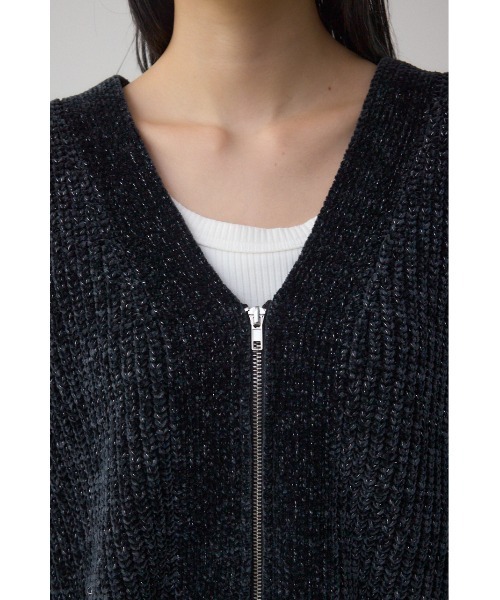 AZUL BY MOUSSY（アズールバイマウジー） カーディガン WZIPベロアラメ