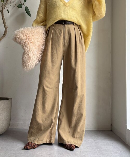 DouDou（ドゥドゥ） パンツ タックトラウザーパンツ レディース