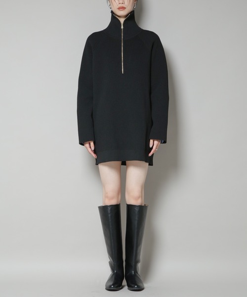 ナノユニバース（NANO universe）/片畦ニットハーフジップミニワンピース NANO universe（ナノ・ユニバース） ワンピース 片畦ニットハーフ