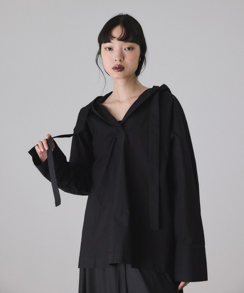 ADAM ET ROPÉ アダムエロペ　スキッパーフーディシャツ ADAM ET ROPE'（アダムエロペ） ブラウス シャツ スキッパーフーディ