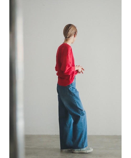 「FIL DE FER」 ニットカーディガン FREE ネイビー レディース_画像4