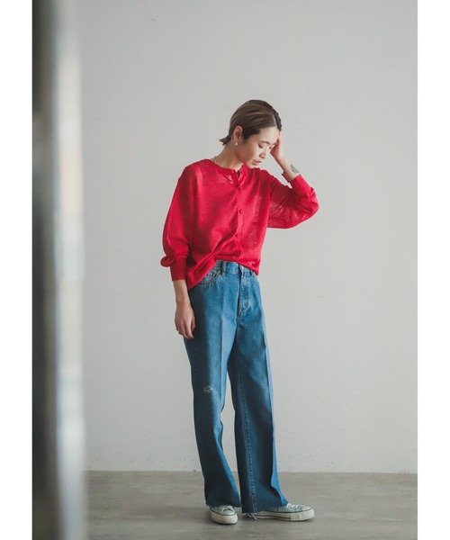 「FIL DE FER」 ニットカーディガン FREE ネイビー レディース_画像6