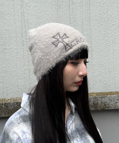 ニット帽 ニットキャップ クロススタッズニットキャップ レディース