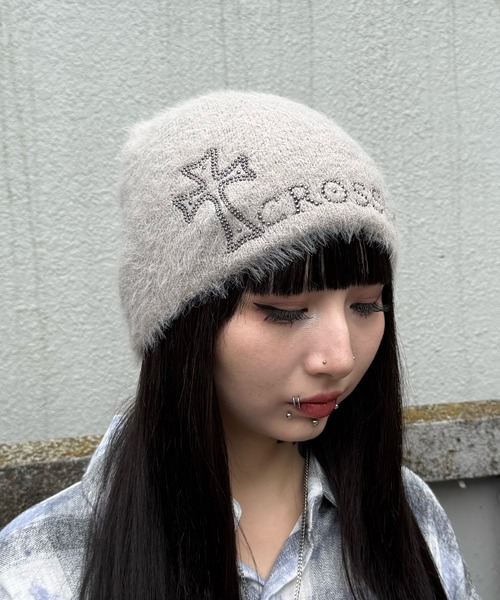 ニット帽 ニットキャップ クロススタッズニットキャップ レディース