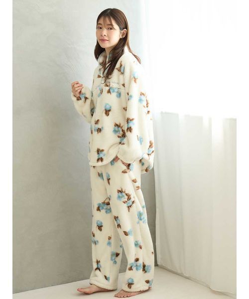 SNIDEL HOME パジャマ ルームウェア ボアフリースハーフジップトップス