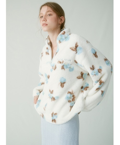 SNIDEL HOME パジャマ ルームウェア ボアフリースハーフジップトップス