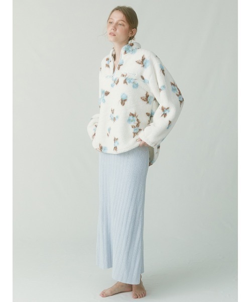 SNIDEL HOME パジャマ ルームウェア ボアフリースハーフジップトップス