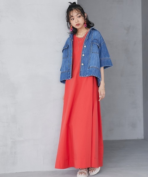 「GEVS.」 ノースリーブワンピース 3L グリーン レディース_画像2