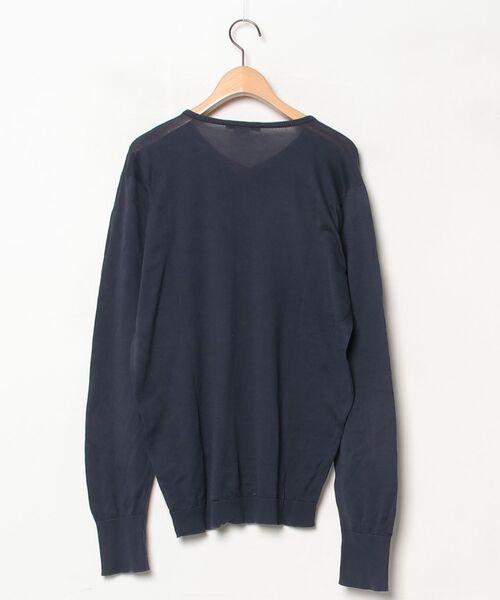 JOHN SMEDLEY 長袖ポロセーター M ベージュ・ネイビー JOHN SMEDLEY