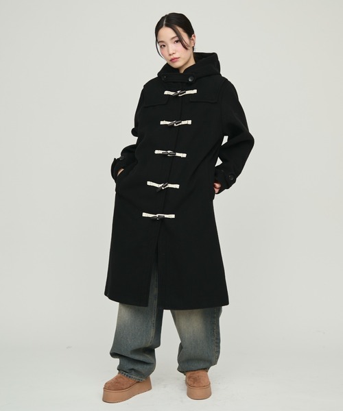NUJOH ダッフルコート コート Monotone Double Fabric Hood Duffle