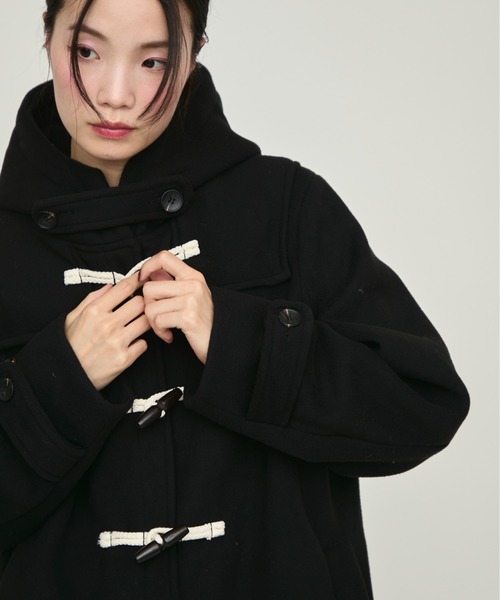 NUJOH ダッフルコート コート Monotone Double Fabric Hood Duffle