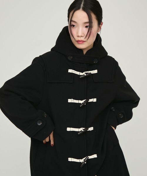 NUJOH ダッフルコート コート Monotone Double Fabric Hood Duffle