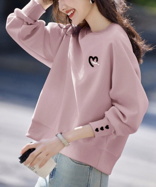 SPORTMAX CODE ハート柄スウェットトップス トレーナー スウェット ハートデザインスウェットトップス レディース