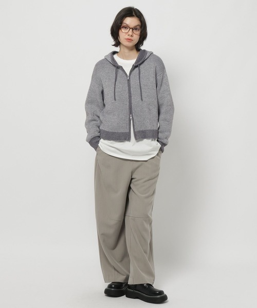 niko and…（ニコアンド） パーカー バイカラーダブルジップニット