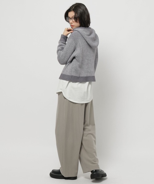 niko and…（ニコアンド） パーカー バイカラーダブルジップニット