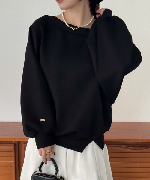 [JUNOAH] трикотажный джемпер с длинным рукавом MEDIUM черный женский 