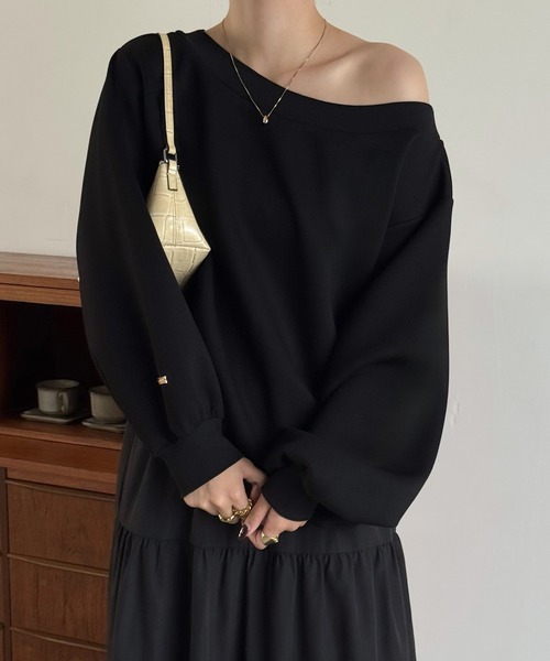 [JUNOAH] трикотажный джемпер с длинным рукавом MEDIUM черный женский 