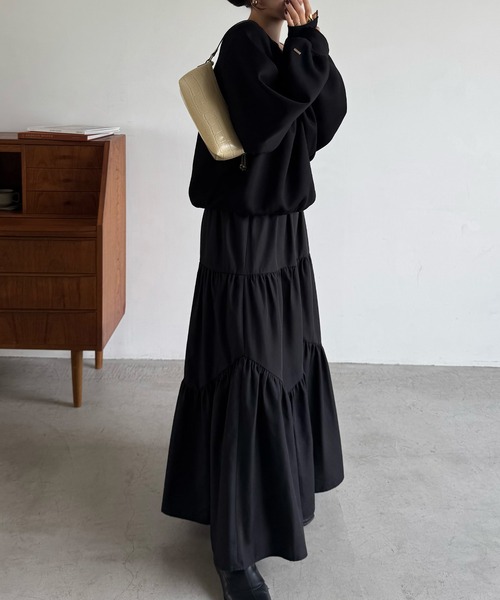 [JUNOAH] трикотажный джемпер с длинным рукавом MEDIUM черный женский 