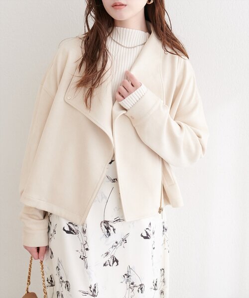 【お値下げしました。】ライダースジャケット レディース ベージュ ジュリアブティック JULIA BOUTIQUE コンパクトライダースジャケット