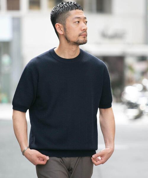 「URBAN RESEARCH ROSSO MEN」 半袖ニット MEDIUM ブラック メンズ_画像2