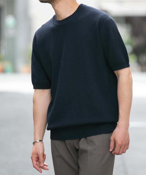 「URBAN RESEARCH ROSSO MEN」 半袖ニット MEDIUM ブラック メンズ_画像3