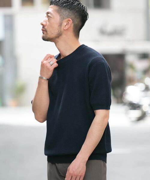 「URBAN RESEARCH ROSSO MEN」 半袖ニット MEDIUM ブラック メンズ_画像4
