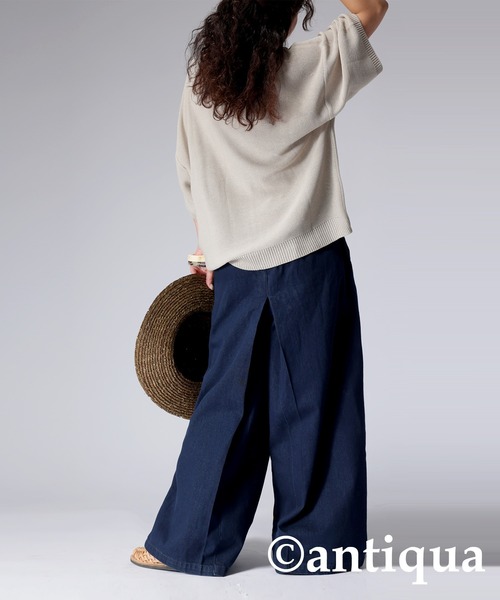 「antiqua」 デニムパンツ L ノンウォッシュ レディース_画像3