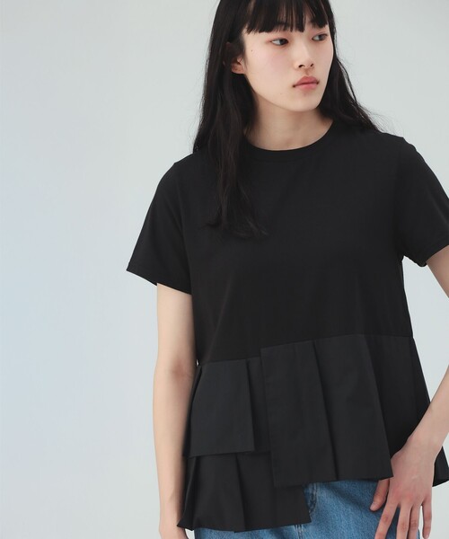 sacai 異素材プリーツ アシンメトリーTシャツ 1 BEAMS HEART（ビームス ハート） tシャツ 半袖 「1枚で主役級
