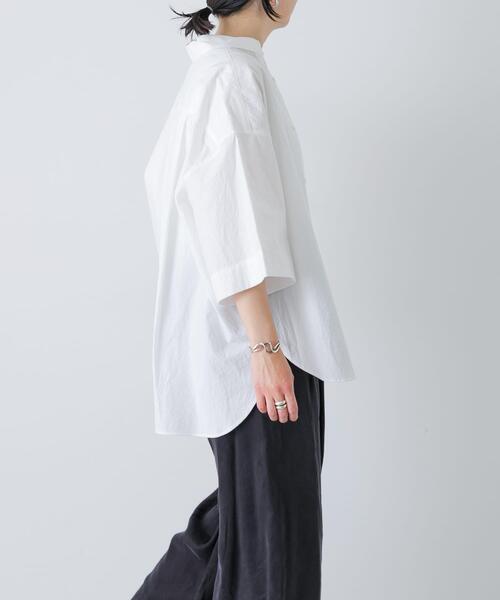 かぐれ ブラウス シャツ ワイドハーフスリーブシャツ レディース