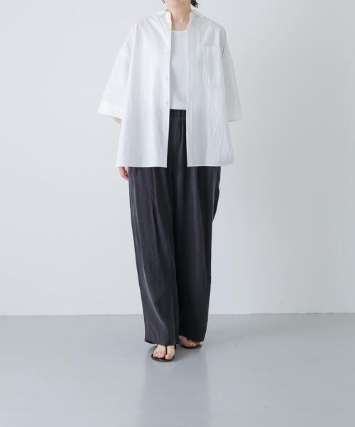 かぐれ ブラウス シャツ ワイドハーフスリーブシャツ レディース