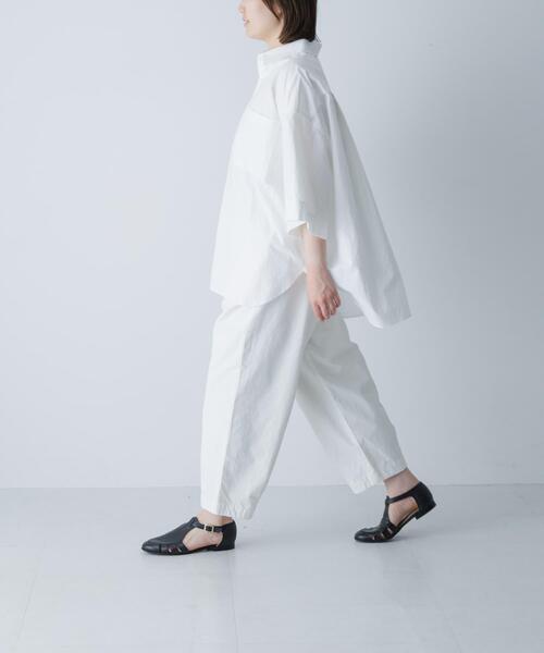 かぐれ ブラウス シャツ ワイドハーフスリーブシャツ レディース