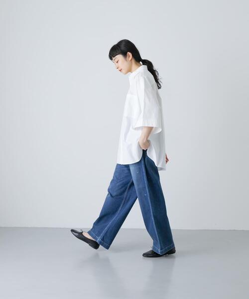かぐれ ブラウス シャツ ワイドハーフスリーブシャツ レディース