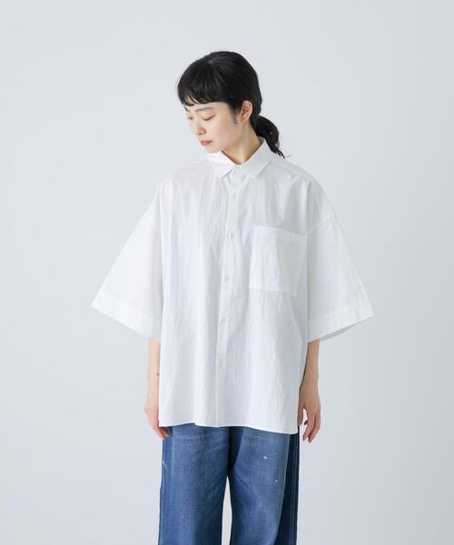 かぐれ ブラウス シャツ ワイドハーフスリーブシャツ レディース