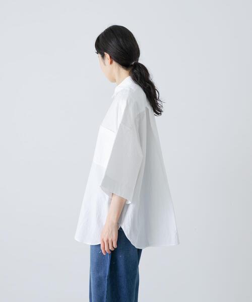 かぐれ ブラウス シャツ ワイドハーフスリーブシャツ レディース