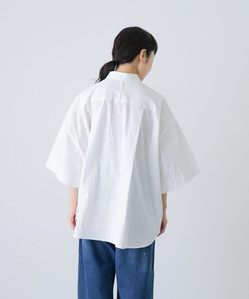 かぐれ ブラウス シャツ ワイドハーフスリーブシャツ レディース